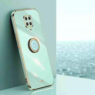 For Xiaomi Redmi Note 9S XINLI Straight 6D Plating Gold Edge TPU Shockproof Case with Ring Holder(Mint Green)