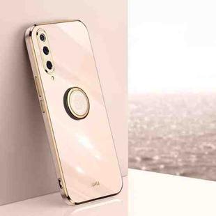 For Xiaomi Mi 9 XINLI Straight 6D Plating Gold Edge TPU Shockproof Case with Ring Holder(Pink)