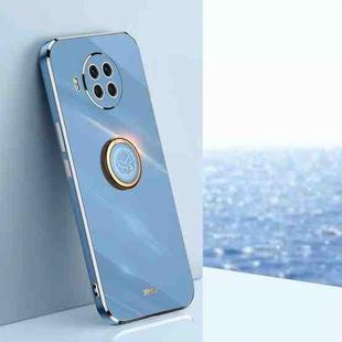 For Xiaomi Mi 10T Lite 5G XINLI Straight Edge 6D Electroplate TPU Phone Case with Ring Holder(Celestial Blue)