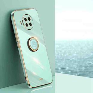 For Xiaomi Mi 10T Lite 5G XINLI Straight 6D Plating Gold Edge TPU Shockproof Case with Ring Holder(Mint Green)