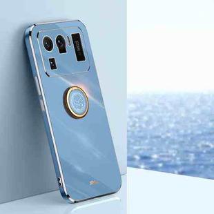 For Xiaomi Mi 11 Ultra XINLI Straight 6D Plating Gold Edge TPU Shockproof Case with Ring Holder(Celestial Blue)