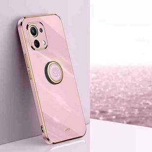 For Xiaomi Mi 11 Lite XINLI Straight 6D Plating Gold Edge TPU Shockproof Case with Ring Holder(Cherry Purple)
