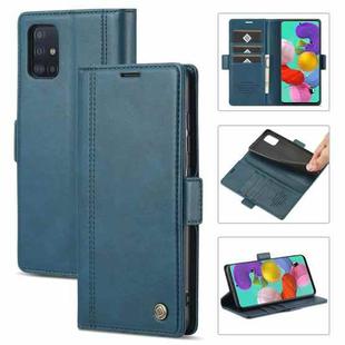 For Samsung Galaxy A02s LC.IMEEKE Magnetic Buckle PU + TPU Horizontal Flip Leather Case with Holder & Card Slots & Wallet(Blue)