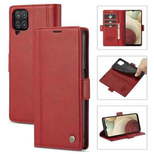For Samsung Galaxy A12  LC.IMEEKE Magnetic Buckle PU + TPU Horizontal Flip Leather Case with Holder & Card Slots & Wallet(Red)