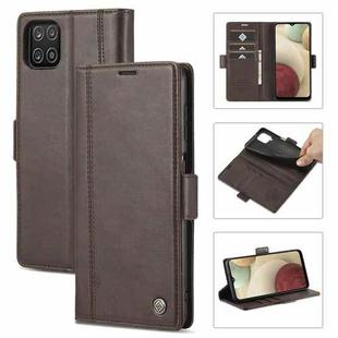 For Samsung Galaxy A22 5G LC.IMEEKE Magnetic Buckle PU + TPU Horizontal Flip Leather Case with Holder & Card Slots & Wallet(Coffee)