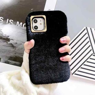 For iPhone 11 Solid Color Plush Phone Protect Case(Black)