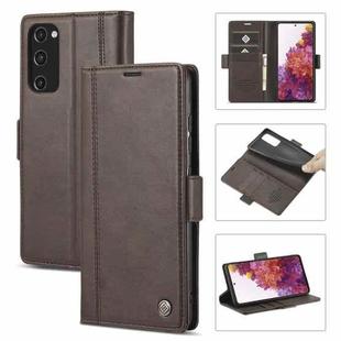For Samsung Galaxy S20 FE LC.IMEEKE Magnetic Buckle PU + TPU Horizontal Flip Leather Case with Holder & Card Slots & Wallet(Coffee)