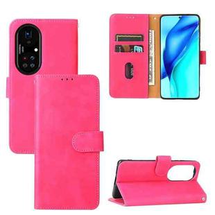 For Huawei P50 Solid Color Skin Feel Magnetic Buckle Horizontal Flip Calf Texture PU Leather Case with Holder & Card Slots & Wallet(Rose Red)