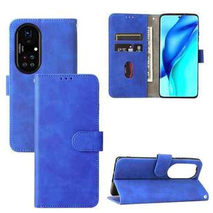 For Huawei P50 Pro Solid Color Skin Feel Magnetic Buckle Horizontal Flip Calf Texture PU Leather Case with Holder & Card Slots & Wallet(Blue)