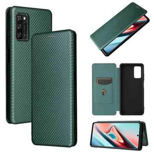For Blackview A100 Carbon Fiber Texture Horizontal Flip TPU + PC + PU Leather Case with Card Slot(Green)