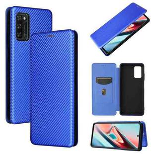 For Blackview A100 Carbon Fiber Texture Horizontal Flip TPU + PC + PU Leather Case with Card Slot(Blue)