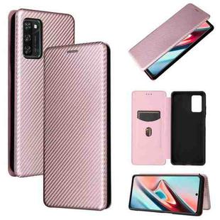 For Blackview A100 Carbon Fiber Texture Horizontal Flip TPU + PC + PU Leather Case with Card Slot(Pink)