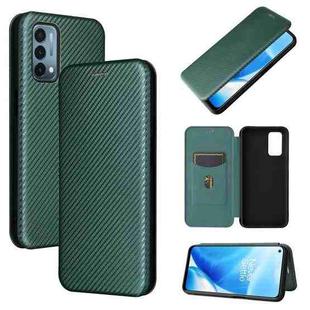 For OnePlus Nord N200 5G Carbon Fiber Texture Horizontal Flip TPU + PC + PU Leather Case with Card Slot(Green)