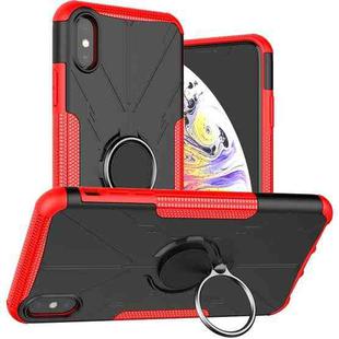 For iPhone XS Max Armor Bear Shockproof PC + TPU Protective Case with Ring Holder(Red)