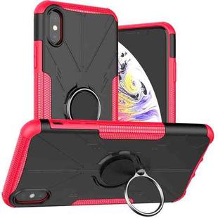 For iPhone XS Max Armor Bear Shockproof PC + TPU Protective Case with Ring Holder(Rose Red)