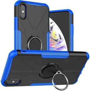 For iPhone XS Max Armor Bear Shockproof PC + TPU Protective Case with Ring Holder(Blue)