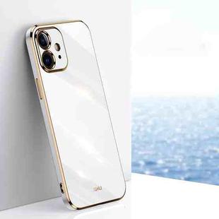 For iPhone 11 XINLI Straight 6D Plating Gold Edge TPU Shockproof Case (White)