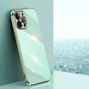 For iPhone 12 Pro Max XINLI Straight 6D Plating Gold Edge TPU Shockproof Case(Mint Green)