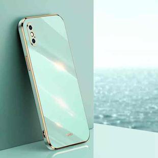 For iPhone X XINLI Straight 6D Plating Gold Edge TPU Shockproof Case(Mint Green)
