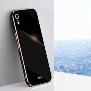 For iPhone XR XINLI Straight 6D Plating Gold Edge TPU Shockproof Case(Black)