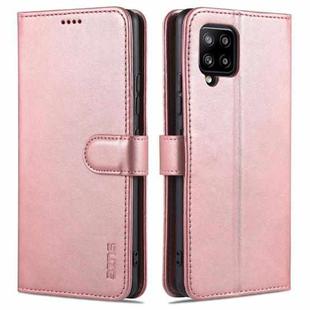 For Samsung Galaxy A42 5G AZNS Skin Feel Calf Texture Horizontal Flip Leather Case with Card Slots & Holder & Wallet(Rose Gold)