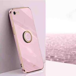 For iPhone SE 2022 / SE 2020 / 8 / 7 XINLI Straight 6D Plating Gold Edge TPU Shockproof Case with Ring Holder(Cherry Purple)