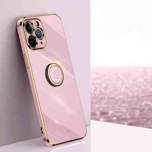 For iPhone 11 Pro XINLI Straight 6D Plating Gold Edge TPU Shockproof Case with Ring Holder (Cherry Purple)