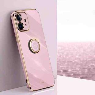 For iPhone 12 mini XINLI Straight Edge 6D Electroplate TPU Phone Case with Ring Holder (Cherry Purple)