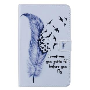For Galaxy Tab A 8.0 & S Pen (2019) 3D Colored Drawing Horizontal Flip Leather Case with Holder & Card Slots & Wallet(Feather)