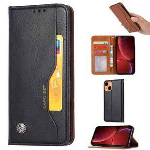 For iPhone 13 Knead Skin Texture Horizontal Flip Leather Case with Photo Frame & Holder & Card Slots & Wallet(Black)