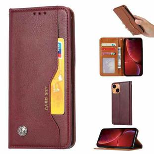 For iPhone 13 Knead Skin Texture Horizontal Flip Leather Case with Photo Frame & Holder & Card Slots & Wallet(Wine Red)
