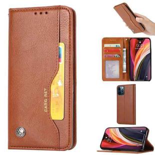 For iPhone 13 Pro Knead Skin Texture Horizontal Flip Leather Case with Photo Frame & Holder & Card Slots & Wallet (Brown)