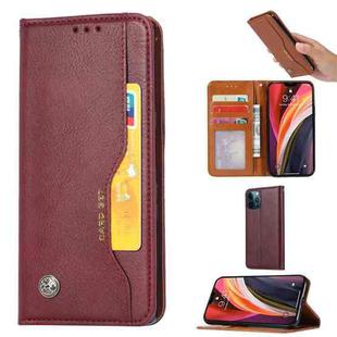 For iPhone 13 Pro Max Knead Skin Texture Horizontal Flip Leather Case with Photo Frame & Holder & Card Slots & Wallet (Wine Red)