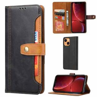 For iPhone 13 Calf Texture Double Fold Clasp Horizontal Flip Leather Case with Photo Frame & Holder & Card Slots & Wallet(Black)