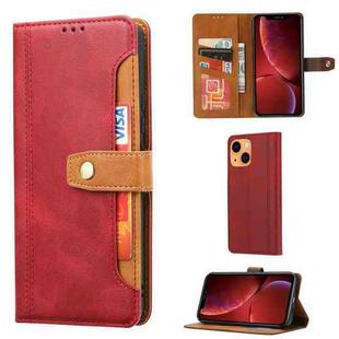 For iPhone 13 Calf Texture Double Fold Clasp Horizontal Flip Leather Case with Photo Frame & Holder & Card Slots & Wallet(Red)