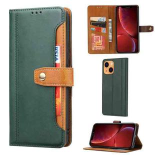 For iPhone 13 Calf Texture Double Fold Clasp Horizontal Flip Leather Case with Photo Frame & Holder & Card Slots & Wallet(Green)
