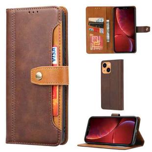 For iPhone 13 Calf Texture Double Fold Clasp Horizontal Flip Leather Case with Photo Frame & Holder & Card Slots & Wallet(Brown)