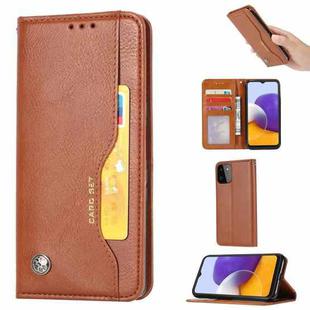 For Samsung Galaxy A22 5G EU Version Knead Skin Texture Horizontal Flip Leather Case with Photo Frame & Holder & Card Slots & Wallet(Brown)