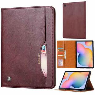 For Samsung Galaxy Tab A7 Lite Knead Skin Texture Horizontal Flip Leather Case with Photo Frame & Holder & Card Slots & Wallet(Wine Red)