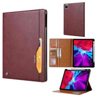 For iPad Pro 12.9 2022 / 2021 Knead Skin Texture Horizontal Flip Leather Tablet Case with Photo Frame & Holder & Card Slots & Wallet(Wine Red)