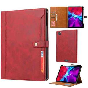 For iPad Pro 11 2022/2021/2020 Calf Texture Double Fold Clasp Horizontal Flip Leather Tablet Case with Photo Frame & Holder & Card Slots & Wallet(Red)