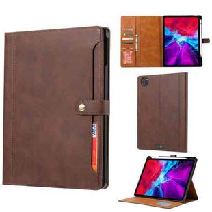 For iPad Pro 11 2022/2021/2020 Calf Texture Double Fold Clasp Horizontal Flip Leather Tablet Case with Photo Frame & Holder & Card Slots & Wallet(Brown)