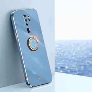 For OPPO A9 2020 / A11x XINLI Straight 6D Plating Gold Edge TPU Shockproof Case with Ring Holder(Celestial Blue)