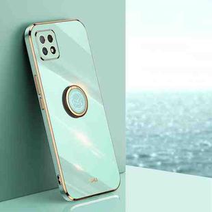 For OPPO A72 XINLI Straight Edge 6D Electroplate TPU Phone Case with Ring Holder(Mint Green)