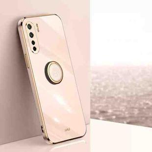 For OPPO A91 XINLI Straight 6D Plating Gold Edge TPU Shockproof Case with Ring Holder(Pink)