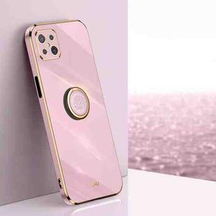 For OPPO A92s XINLI Straight 6D Plating Gold Edge TPU Shockproof Case with Ring Holder(Cherry Purple)