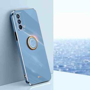 For OPPO A93 XINLI Straight Edge 6D Electroplate TPU Phone Case with Ring Holder(Celestial Blue)