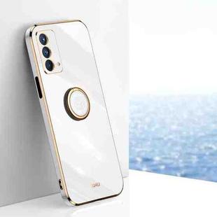 For OPPO A93 XINLI Straight 6D Plating Gold Edge TPU Shockproof Case with Ring Holder(White)
