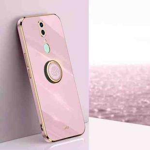 For OPPO F11 XINLI Straight 6D Plating Gold Edge TPU Shockproof Case with Ring Holder(Cherry Purple)