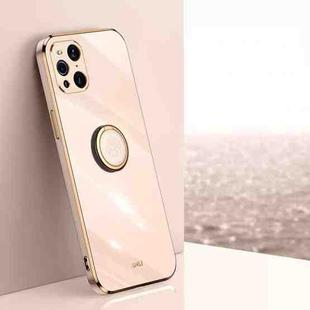 For OPPO Find X3 Pro XINLI Straight 6D Plating Gold Edge TPU Shockproof Case with Ring Holder(Pink)